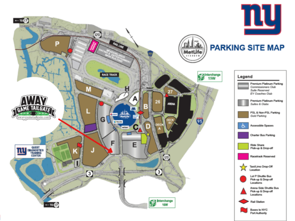 Giants Metlife Stadium Parking Lot Map - Away Game Tailgate