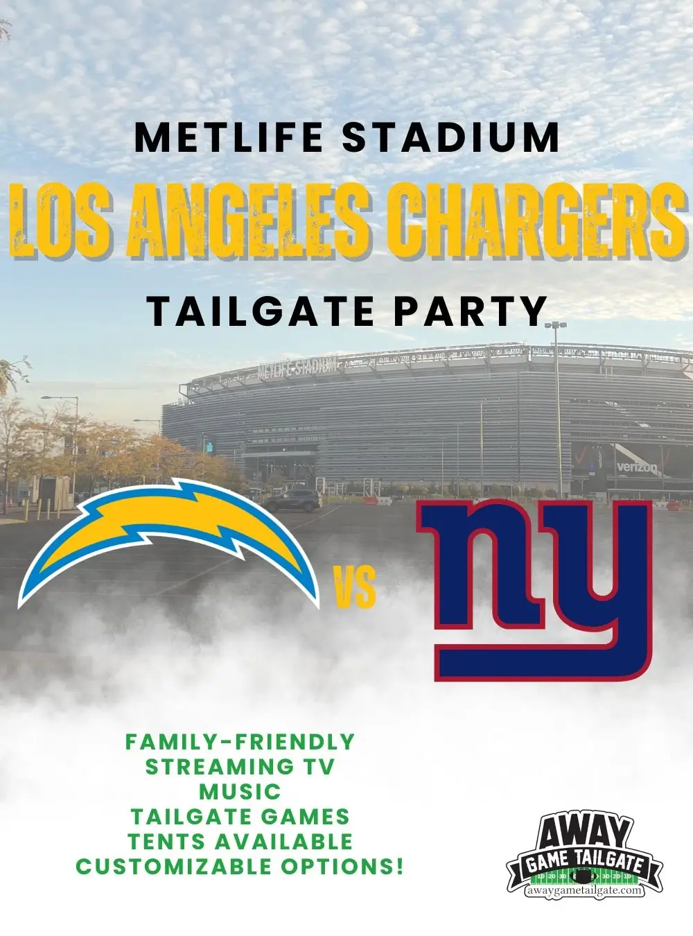 los angeles chargers MetLife Stadium Tailgate Party